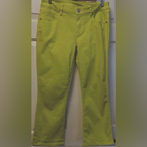 CAbi Grasshopper Green color. Kick back flare pants. Size 10. Worn once. - Picture 6 of 6